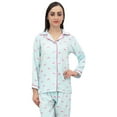 thumbnail image 2 of Bimba Sky Blue Gift Ribbon Print Women Shirt With Pajama Pants 2 Pcs Nightwear - 4, 2 of 8