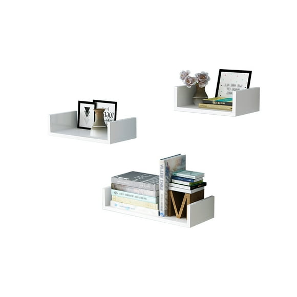 Zootealy U-Shaped Wall Shelves Wall Mounted Floating Hanging Book Shelves Storage Racks Bookcases Set of 3 for Wall Bedroom Living Room