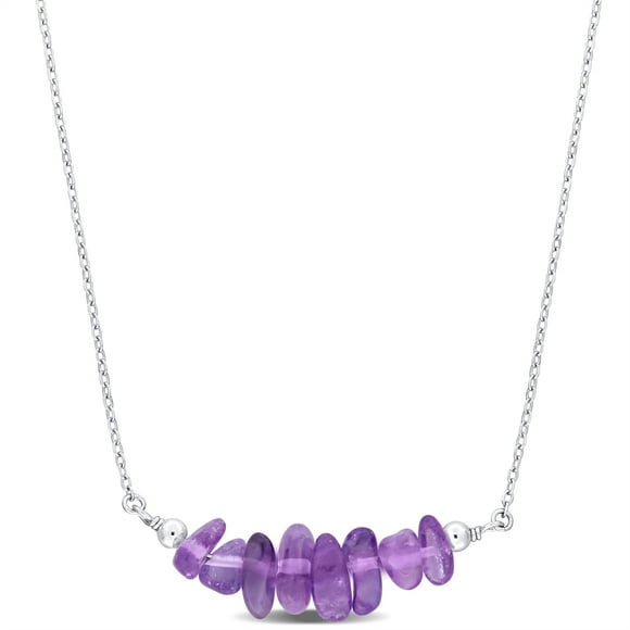 Miabella 1 1/5ct TGW Amethyst Bead Necklace in Sterling Silver