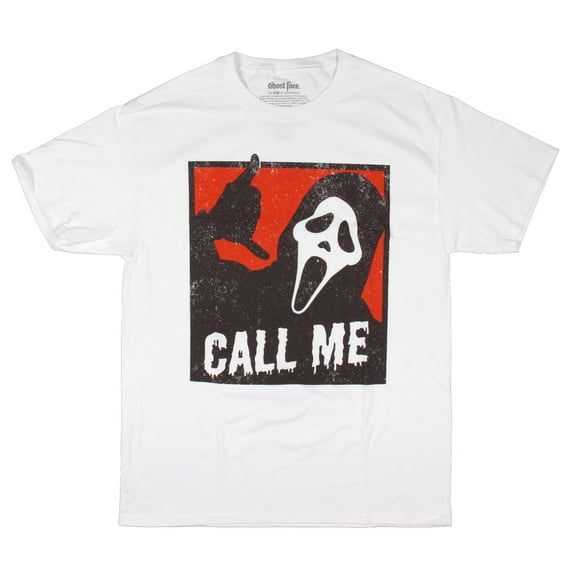 Scream Mens' Ghost Face Call Me Distressed Image Graphic Print T-Shirt