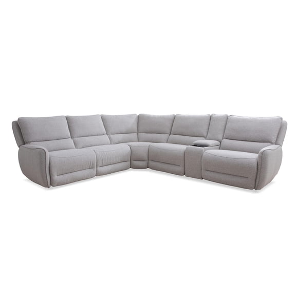 Pemberly Row Contemporary Fabric Reclining Sectional in Gray