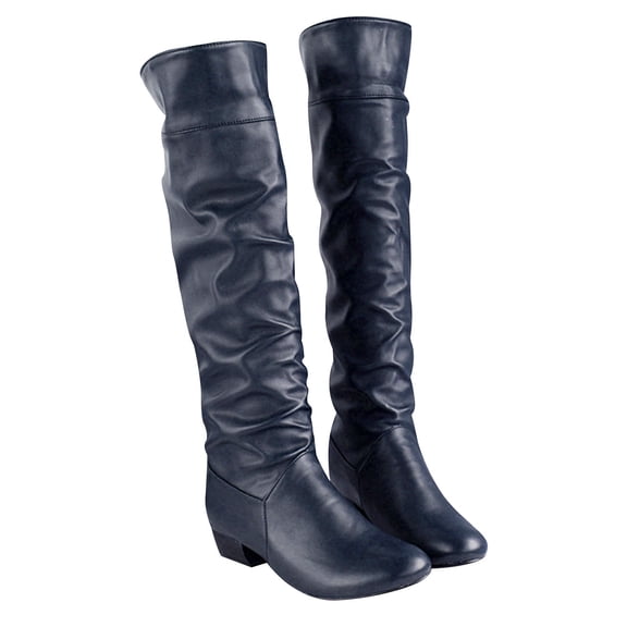 asdoklhq Cowboy Boots for Women,Women's Winter Elegant Knee High Boots Black Brown High Tube Flat Heels Shoes