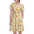 thumbnail image 1 of Bixox Robe d'Été à Manches Courtes pour Femmes Robe Ample Longueur Genou avec Poches-Miel Nid d'Abeille, 1 of 7