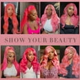 thumbnail image 6 of 26 Inch 13x6 Body Wave Lace Front Wigs Human Hair Pre Plucked Pink Wig Human Hair Pink Lace Front Wig Colored Wigs For Women, 6 of 6