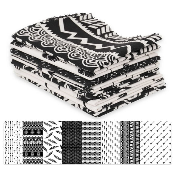 Soimoi 8 Pc Fat Quarter Bundle,Tribal ArrowPrint 18"x 22"DIY Patchwork-100% CottonPre-Cut Quilting Fabric White & Black