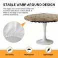 thumbnail image 2 of Elastic Fitted Round Tablecloth, Brown Geometric Waterproof Stretch Table Cover for 55"-60" Tables, Modern Abstract Art Ombre Washable Outdoor Tablecloths for Patio, Picnic, Camping, 2 of 9