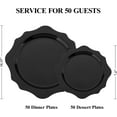 thumbnail image 2 of 100 PCS Black Disposable Plates for 50 Guests, Scalloped Plastic Plates Include 50 Dinner Plates and 50 Dessert Plates for Party, Wedding, Graduation and Father's Day, 2 of 14