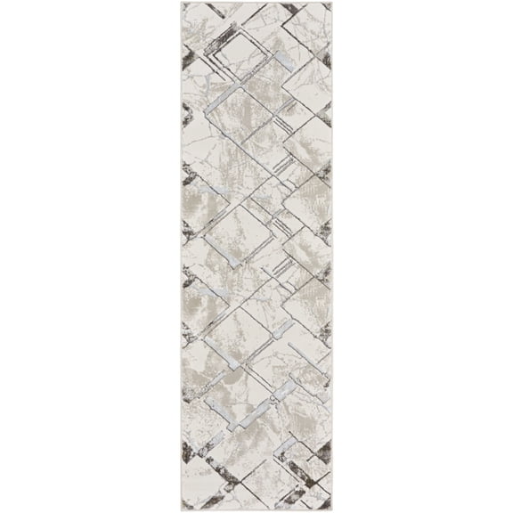 Nourison Glam 2'3" x 7'6" Ivory/Grey Modern Indoor Rug