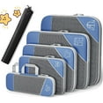 thumbnail image 6 of Simplify Living Compression Packing Cubes for Travel, Tripped Compression Packing, 5 Set Compressible, Travel Essentials (white), 6 of 6