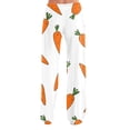 thumbnail image 4 of Easter Pajamas Women Drawstring Wide Leg Lounge Sleepwear Cute Rabbit Print Soft Stretch Waist Pants (White,M), 4 of 5