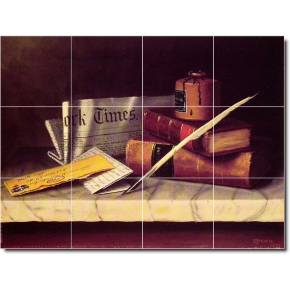 Ceramic Tile Mural-William Harnett Still Life Custom Tile Mural 23. 24" w x 18" h using (12) 6 x 6 ceramic tiles
