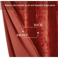 thumbnail image 4 of Chezmoi Collection Lux Brick Red Distressed Velvet Curtains 2 Panel Set, Room Darkening Luxury Velvet Grommet Top Window Drapes for Living Room Bedroom 50" W x 96" L, 4 of 9