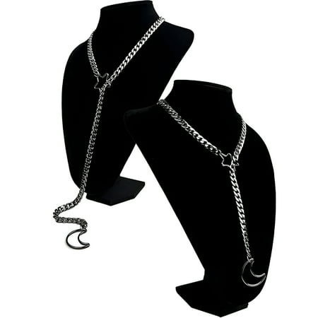 DESIGNICE 2026 New Star Moon O-Ring Slip Chain Necklaces for Women, Handmade Punk Rock Gothic Cuban Adjustable Lariat Y-Necklcae Jewelry