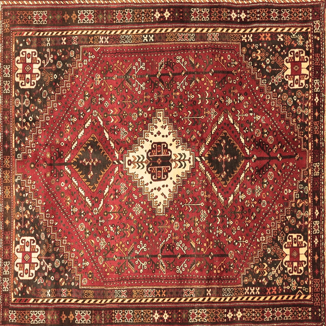 Traditional Area Rug Ahgly Company Indoor Square Persian Brown Traditional Area Rugs, 5 ...