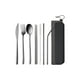 thumbnail image 2 of Juego de cubiertos portátiles de acero inoxidable de 7 piezas con palillos, cuchara, cuchillo, tenedor y pajita, con estuche de almacenamiento, para acampar al aire libre., 2 of 5