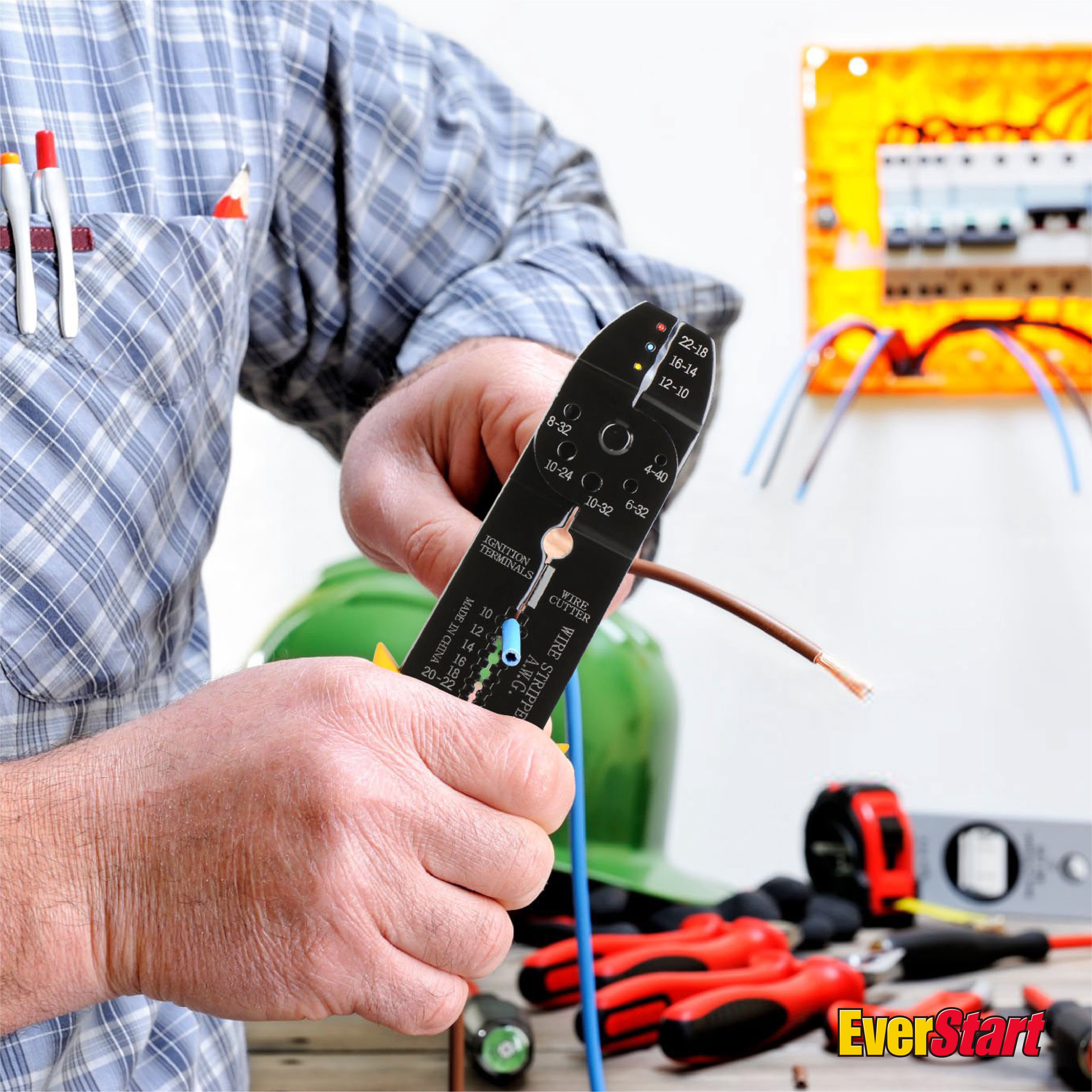 EverStart 3-in-1 Self-Adjusting Wire Stripper/Crimper/Cutter, 10–22 AWG