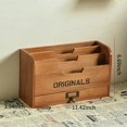 thumbnail image 3 of Organizador de almacenamiento de escritorio con cajón, caja de almacenamiento de escritorio de varios niveles, soporte de madera para correo, accesorios de oficina, 3 of 5