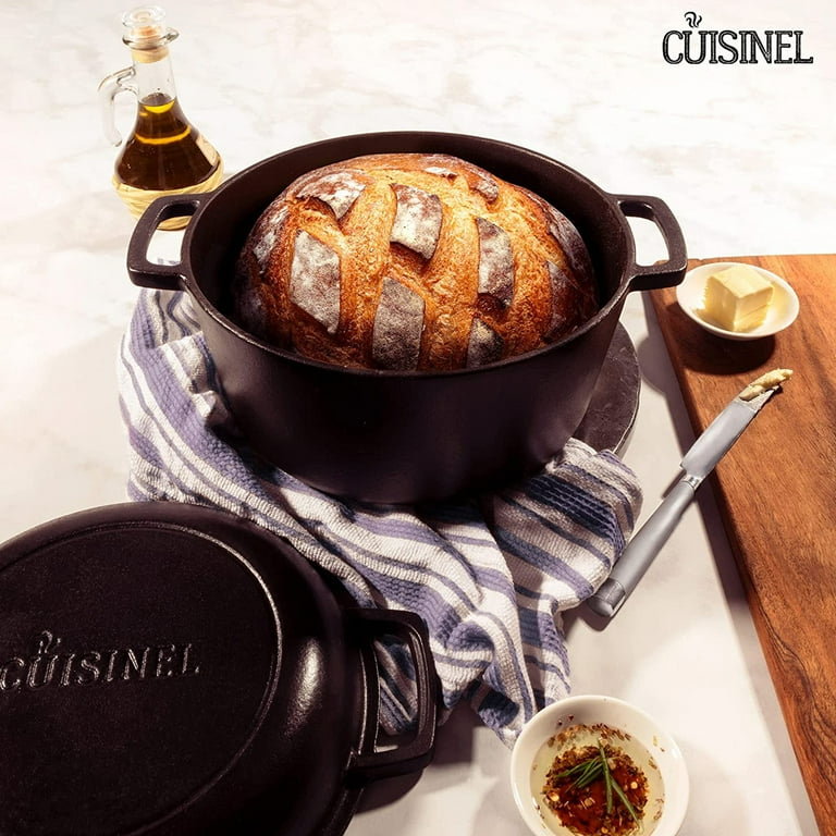 Cuisinel Cast Iron Pot with Lid 2-in-1 Multi Cooker Pre-Seasoned