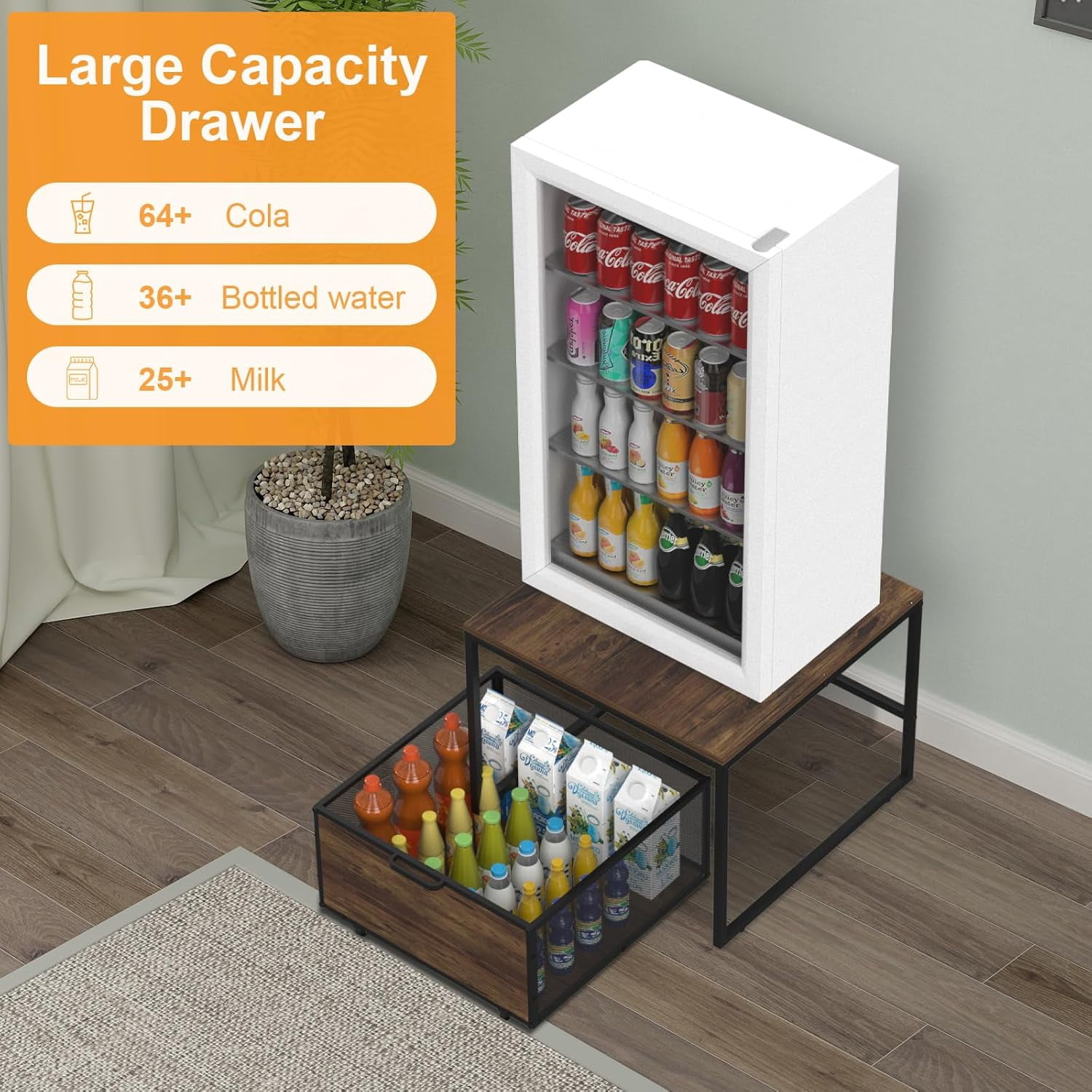 Fridge Stand with Storage, Heavy Duty Mobile Drawer for Dorm, Home, Kitchen, Office