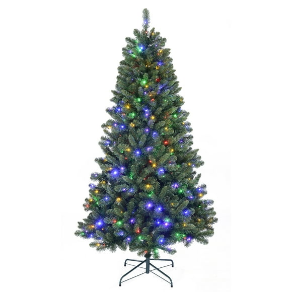 Holiday Time 7' Pre-Lit Braxton Fir Christmas Tree-Green, 1076 branch tips, 400 lights