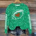 thumbnail image 2 of Cnbwig Womens Sweatshirts Hoodies Sweaters Long Sleeve Crewneck Sweatshirt Football Glitter Print Sequins Loose Winter Top Soft Blouse Sweaters Fall Winter Tops Girls Preppy A28-Mint Green XL, 2 of 5
