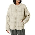 thumbnail image 2 of 2025 Charella Women's Zip up Warm Quilted Quilted Jacketss Winter Stand Collar Outwear Coat with Pockets Beige,S, 2 of 6