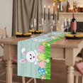 thumbnail image 3 of Easter Rabbits Cotton Linen Table Runner for Dining Kitchen, Watercolor Eggs Cute Bunny Grass Flowers Blue Wedding Outdoor Party Tablerunners, Dresser Scarf Coffee Tablecloth Runners 13x36 Inches, 3 of 9