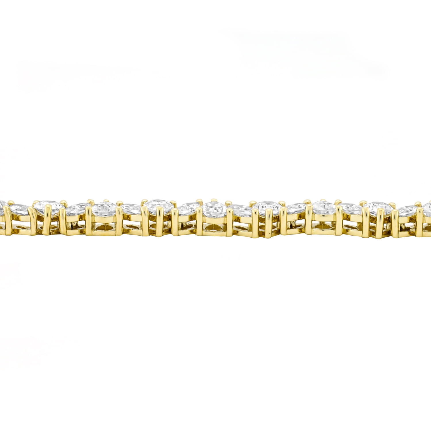Brilliance Fine Jewelry Women’s 14K Gold Plated .925 Sterling Silver Simulated Marquise and Pear White Diamond Bracelet, 7.25"