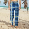 thumbnail image 2 of JGNGSHN Men's Casual Plaid Sleep Pants, Elastic Waist Lounge Pajama Bottoms with Pocket, Soft Wide Leg PJs for Sleeping, 2 of 8