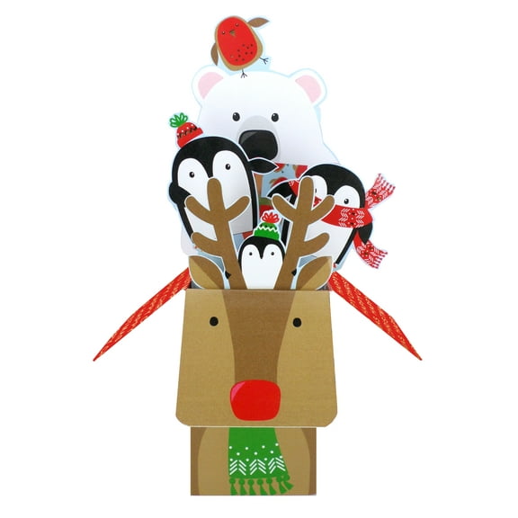Second Nature Christmas Clever Cube Pop Up Card Reindeer, Bear & Penguins