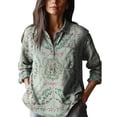thumbnail image 3 of YLHFASHION Chemise en Coton Confortable à Manches Longues Décontractée à Imprimé Artistique Floral Rétro pour Femmes Offres du Jour Liquidation Chemises pour Femmes, 3 of 3