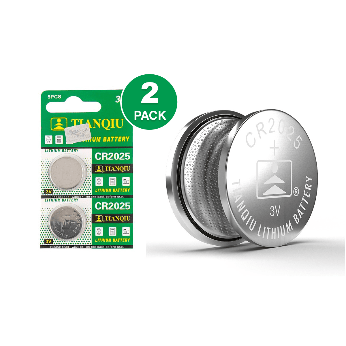 Tianqiu CR2025 3V Lithium Coin Cell Batteries (2 Batteries) Walmart