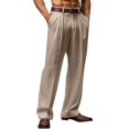 thumbnail image 3 of Men's Casual Linen Pants Loose Straight Leg Yoga Beach Summer Long Pants, 3 of 9