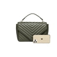 thumbnail image 4 of Daisy Rose Women's Quilted Top Handle Shoulder Cross body bag for Women - PU Vegan Leather - Olive, 4 of 9