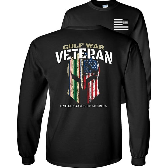 Fair Game Proud Gulf War Spartan Helmet Long Sleeve Shirt-Black-Small