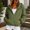 Green, variant on 3/4 Zip Pullover Womens Drawstring Lapel Long Sleeve Women's Pullover Sweaters Cropped Fall Top S-2XL