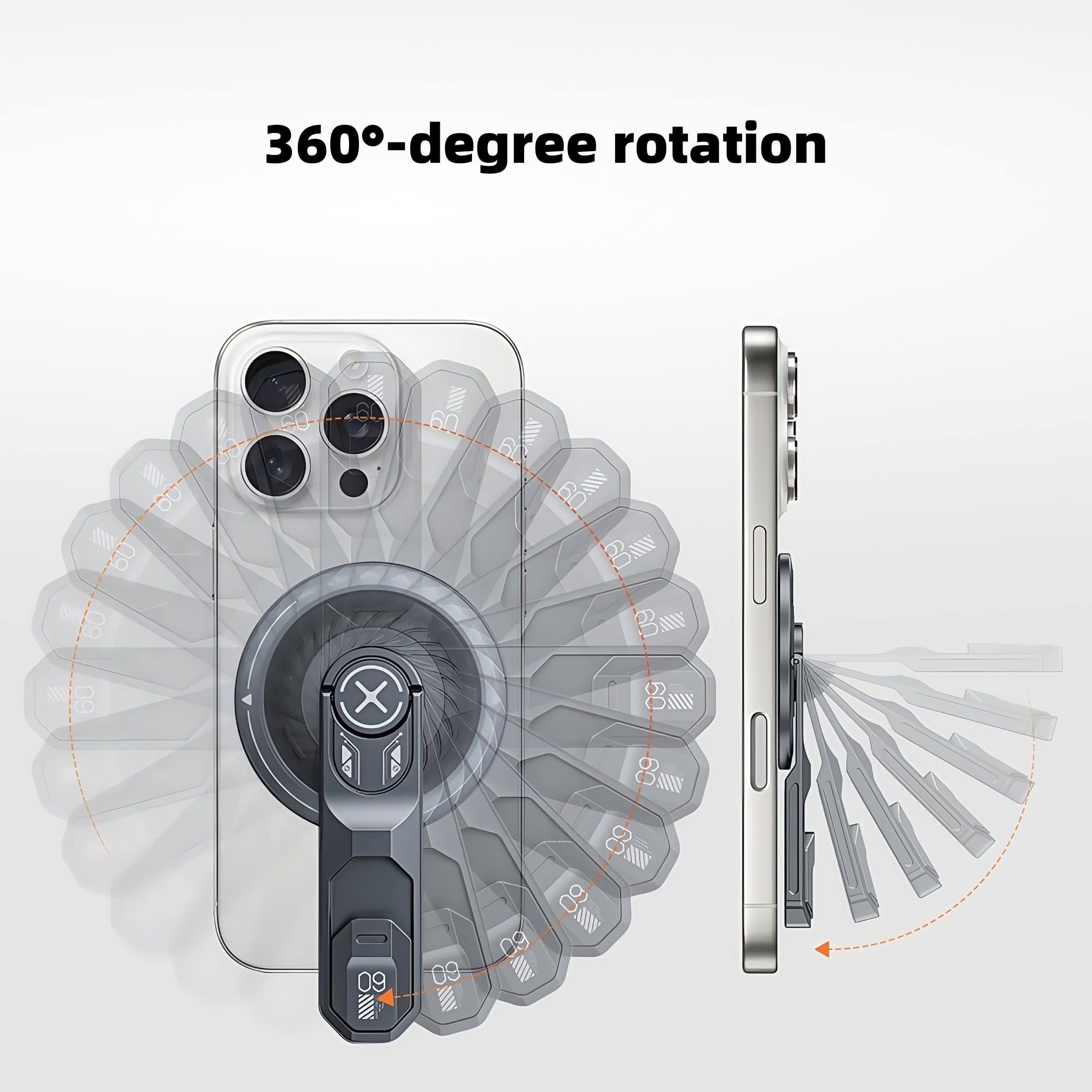 Portable MagSafe Cell Phone Stand Foldable Magnetic Holder for iPhone and Samsung , 360 Degree Rotating,Stress-Relief Switch