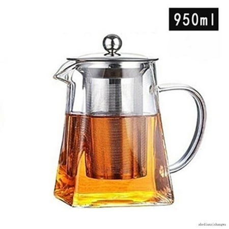 

950ML Heat Resistant Glass Teapot Jug With Infuser Coffee Tea Leaf Herbal Pot