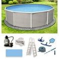 thumbnail image 1 of Belize 18-ft Round 52-in Deep 6-in Top Rail Metal Wall Swimming Pool Package, 1 of 9