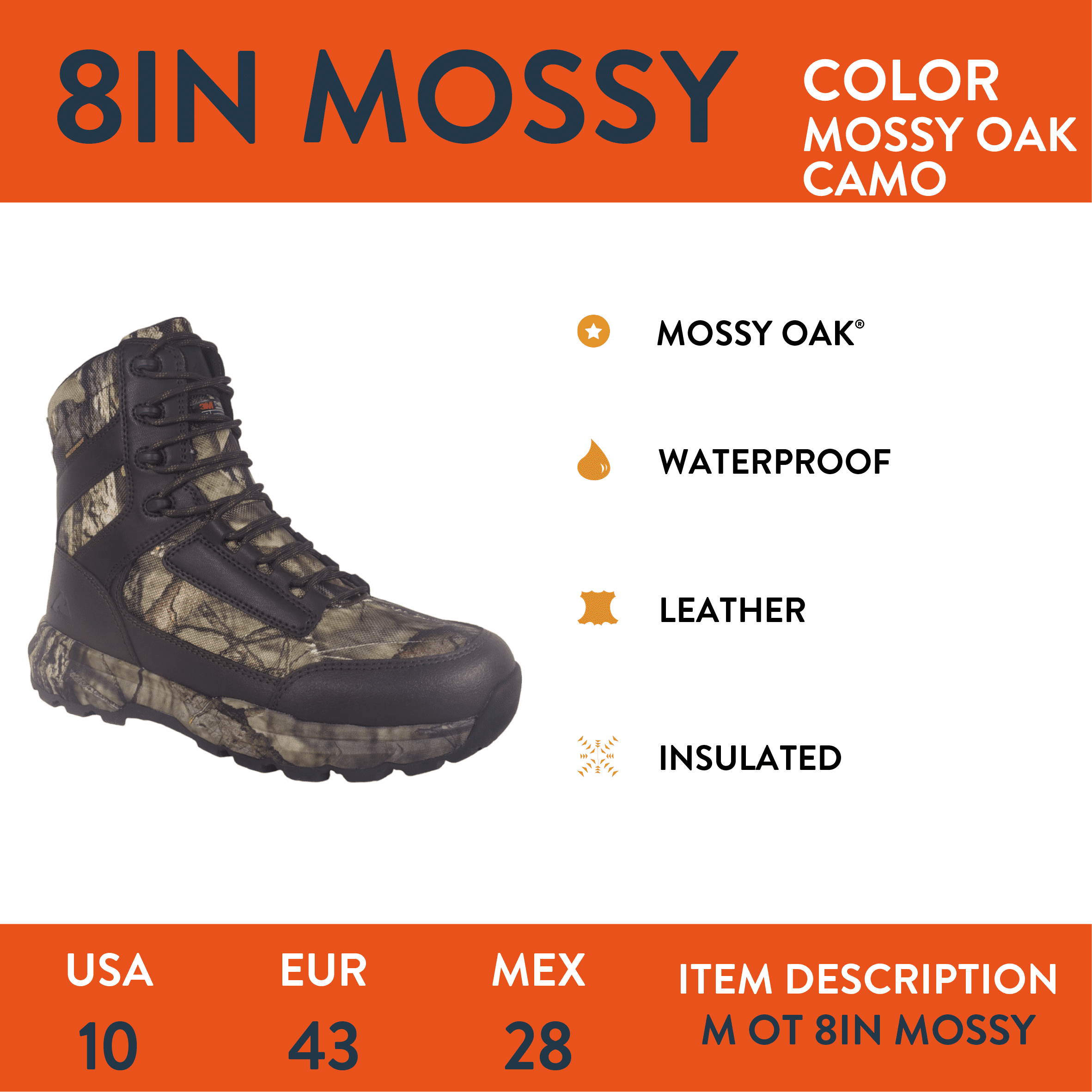 Ozark Trail Men's 8-Inch Hunting Boots