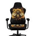 thumbnail image 2 of HELLHERO Bee Sunflower Black Gaming Chair Covers with Armrest Covers for Office Home, Soft Easy to Install Spandex Computer Chair Slipcovers, 2 of 10