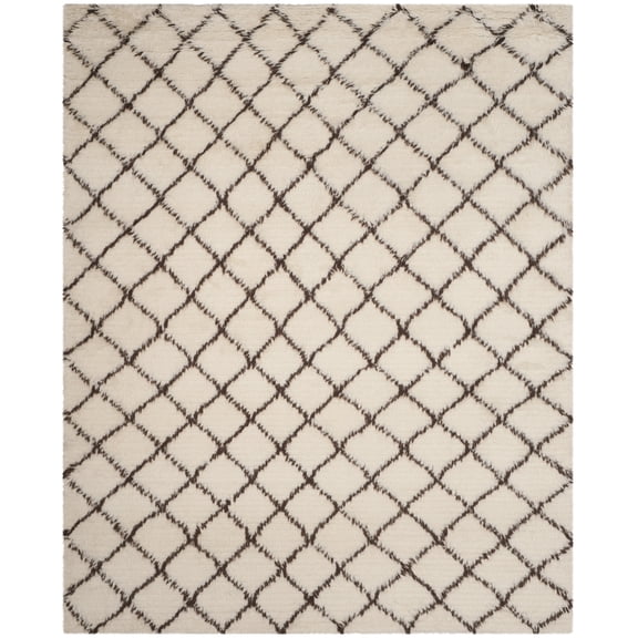 SAFAVIEH Kenya Alaia Geometric Area Rug, Ivory/Dark Brown, 9' x 12'