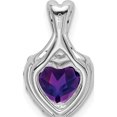 thumbnail image 4 of 14K White Gold Amethyst And Diamond Halo Heart Pendant (Width 9.25) (Length 16.24) - Jbsp, 4 of 5