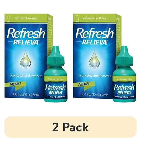 (2 pack) Refresh Relieva Lubricant Eye Drops, Lubricates & Protects Dry Eyes, 0.33 FL OZ