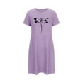 thumbnail image 4 of Nightgown for Woman Dragonfly Print Cute T-Shirt Dress Short Sleeve Sleep Shirt Summer Crewneck Tunic Tops Sleepwear, 4 of 6
