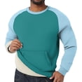 thumbnail image 2 of Fshiont Men's Warm Crewneck Sweatshirt Sherpa Fleece Lined Sweatshirts Winter Thermal Heavyweight Fuzzy Soft Pullover Tops with Pocket Turquoise 2XL, 2 of 5