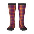 thumbnail image 1 of Fotbe Orange and Purple Plaid Calcetas Divertidas Estampadas para Hombre y Mujer, Calcetas de Algodón hasta la Rodilla para Caminar, Correr, Enfermería y Embarazo, 1 of 6