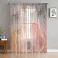 thumbnail image 2 of Pink Gradient Marble Gold Silk Textured Pattern Sheer Curtains for Living Room Voile Tulle Curtain Window Drapes, 2 of 7