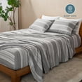 thumbnail image 3 of Bare Home Premium 1800 Collection 4-Piece Bed Sheet Set, California King, Stripe - Heather Charcoal, 3 of 8