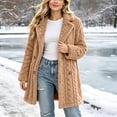 thumbnail image 6 of ITSAME Womens Fleece Mid Length Coat Notched Lapel Button Front Warm Winter Outerwear Jacket Khaki Size XL, 6 of 9
